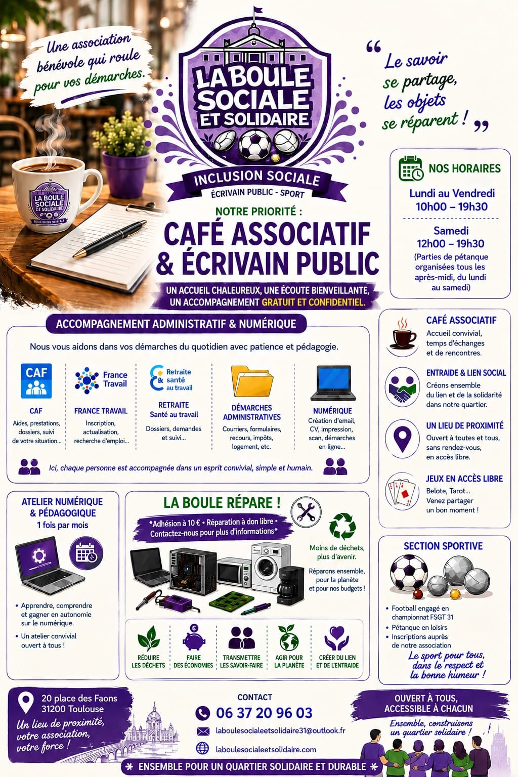 Activités de l'association La Boule Sociale et Solidaire